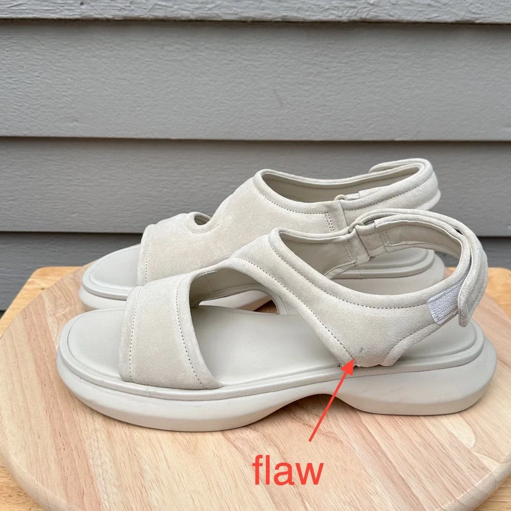 Vince Glyn Suede Platform Sandals Bone White Slingback Womens 9 EUR 40